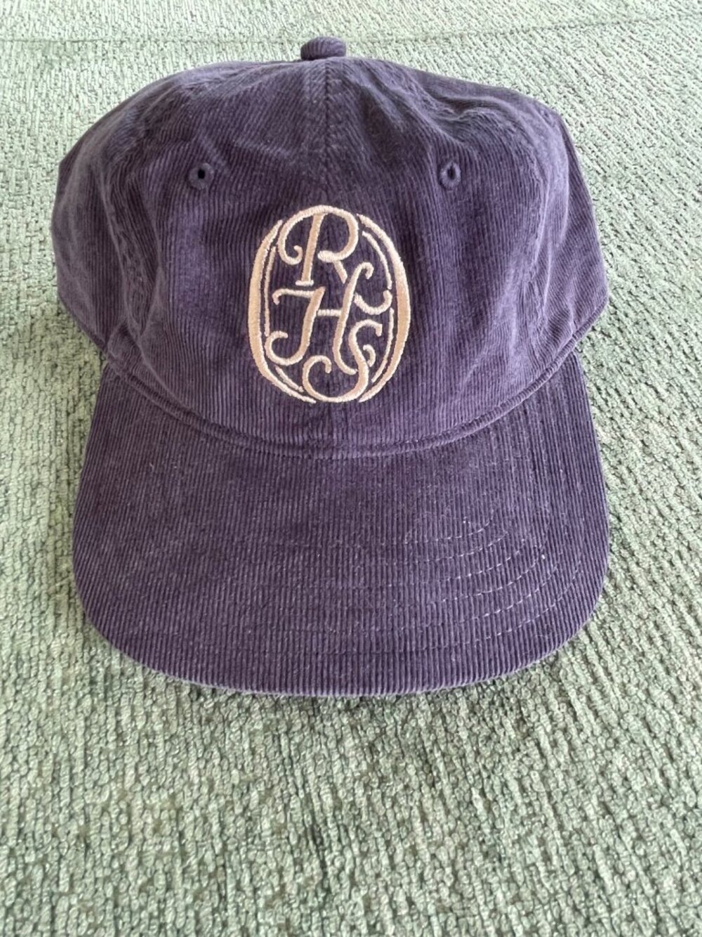 Revolve Purple Corduroy Baseball Cap With Embroidered Logo Adjustable Strap One